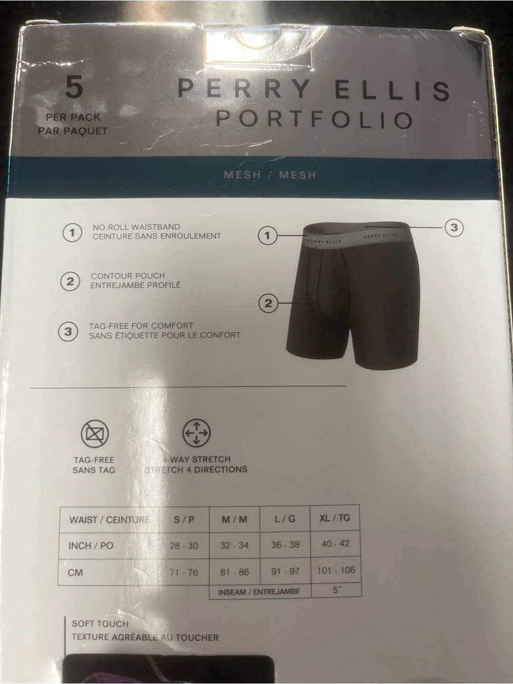 Sz M Perry Ellis 5-Pack Boxer Briefs in Light Blue, Black, Gray, Maroon